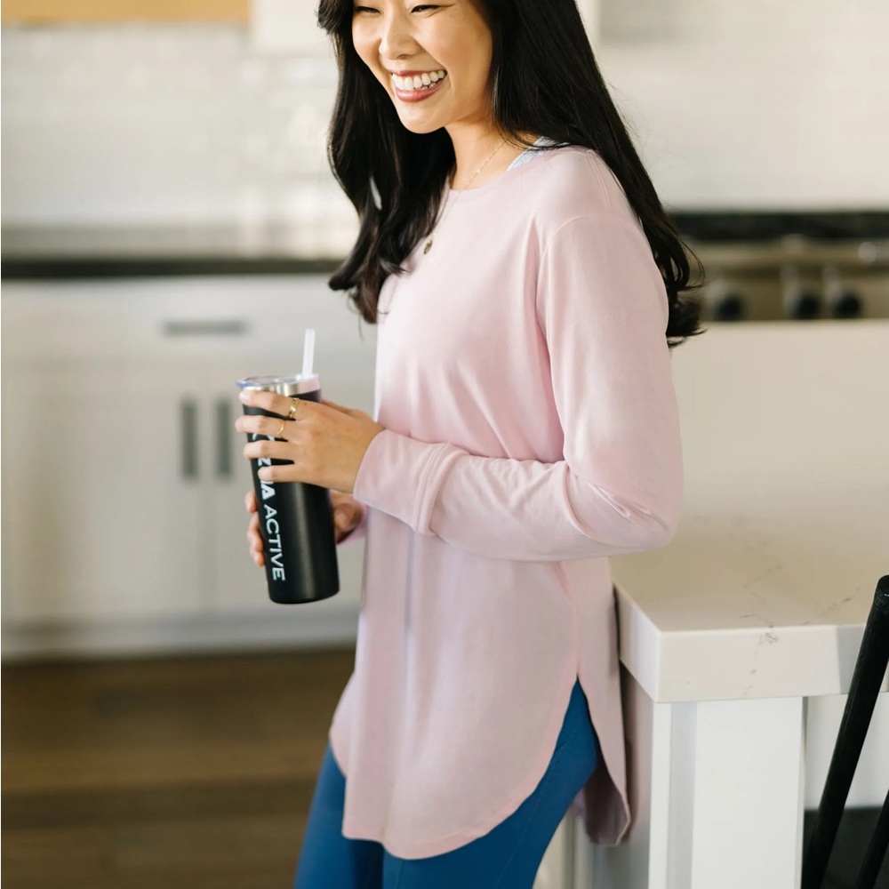 ZYIA Pink Perfect Slit Swoop Long Sleeve